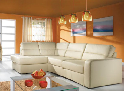 Corner sofa Living landscape Corner 100% Leather Sofa Seat Suite Modern